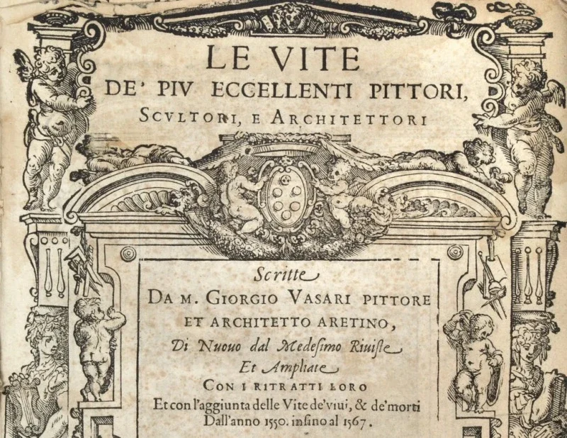 Il frontespizio delle Vite di Giorgio Vasari, edizione 1568
