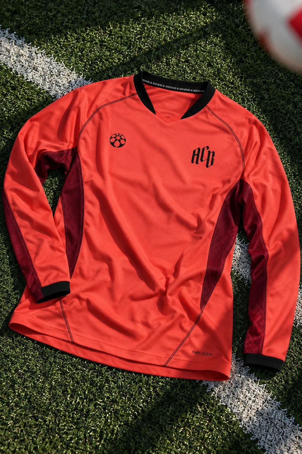 La maglia da portiere a maniche lunghe, corallo con inserti bordeaux