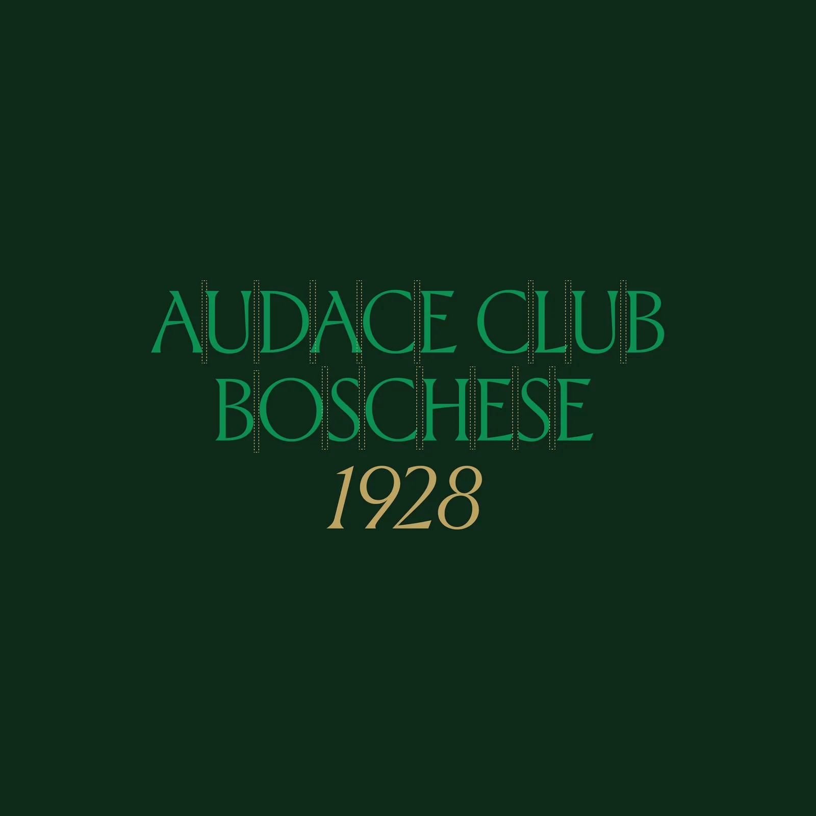 Il wordmark Audace Club Boschese 1928 con la griglia di costruzione